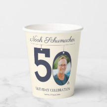50th Birthday Beige & Cream Vintage Custom Photo