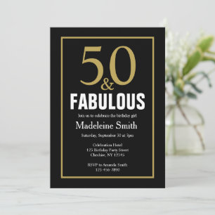 50th Birthday Black and Gold Party Invitation