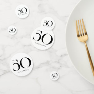 50th Birthday Black and White Confetti