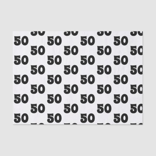 50th Birthday Black and White Pattern Tissue Paper (Front)