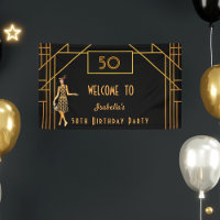 50th birthday black gold 1920's art deco style