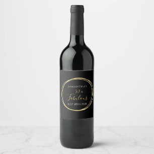 50th Birthday Black Gold 50 and Fabulous Party Wine Label