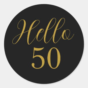 50th Birthday Black Gold Birthday Classic Round Sticker