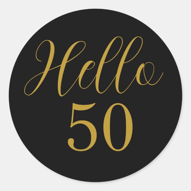 50th Birthday Black Gold Birthday Classic Round Sticker (Front)