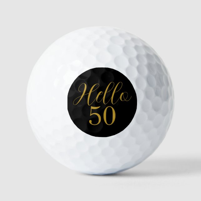 50th Birthday Black Gold Birthday Golf Balls (Front)