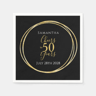 50th Birthday Black Gold Cheers to 50 Years Party Napkin