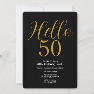 50th Birthday Black Gold Chic Birthday Invitation