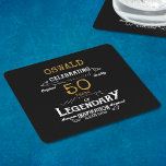 50th Birthday Black Gold  Legendary Retro Square Paper Coaster<br><div class="desc">A personalized elegant 50th birthday paper coaster that is easy to customize for that special 50th birthday party.</div>