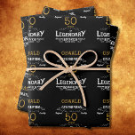 50th Birthday Black Gold  Legendary Retro Wrapping Paper Sheet<br><div class="desc">Vintage Black Gold Elegant wrapping paper - Personalized 50th Birthday Celebration wrapping. Celebrate your milestone 50th birthday with a touch of elegance, class, and sweetness! Our Vintage Black Gold wraps are the perfect way to make your mark with personalized birthday favours. Every sheet has a rich and luxurious black and...</div>
