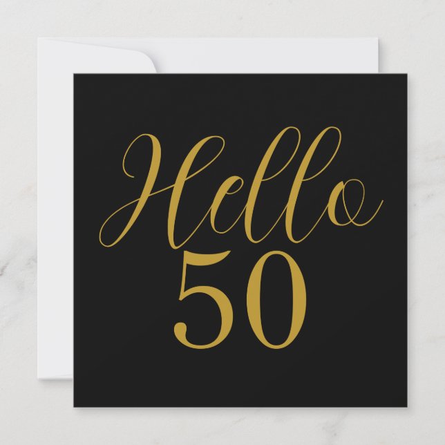 50th Birthday Black Gold Modern Birthday Party Invitation (Front)