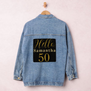 50th Birthday Black Gold Personalized Birthday Denim Jacket