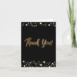 50th birthday black gold white confetti thank you<br><div class="desc">Express your heartfelt gratitude with our "50th Birthday Black Gold White Confetti Thank You" folded card. Personalize this elegant and stylish card with your special greeting and name, creating a memorable token of appreciation for your guests. Key Features: 50th Birthday Black Gold White Confetti Thank You Card Vertical Orientation for...</div>