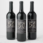 50th birthday black silver modern elegant wine label<br><div class="desc">Celebrate your 50th birthday in style with these black and silver effect making 50 look good birthday party labels. A modern design with script text and bold graphics. Change the colour to customise. Part of a collection.</div>