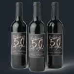 50th birthday black silver modern elegant wine label<br><div class="desc">Celebrate your 50th birthday in style with these black and silver effect making 50 look good birthday party labels. A modern design with script text and bold graphics. Change the colour to customise. Part of a collection.</div>