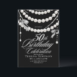50th Birthday Black & White Elegant Invitation<br><div class="desc">Birthday party invitation elegant cute black watercolor bow with pearls modern  birthday invitation template. Elegant stylish birthday invitation is full of fun and cute design elements.</div>