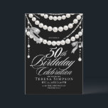50th Birthday Black & White Elegant Invitation<br><div class="desc">Birthday party invitation elegant cute black watercolor bow with pearls modern  birthday invitation template. Elegant stylish birthday invitation is full of fun and cute design elements.</div>