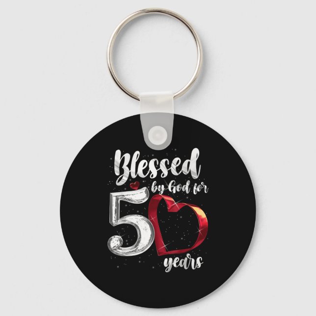 50th Birthday Blessed By God For 50 Years Birthday Keychain (Front)
