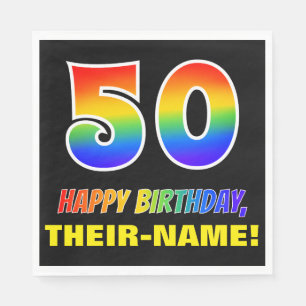 50th Birthday: Bold, Fun, Simple, Rainbow 50 Napkin