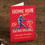 50th birthday Born 1970 Vintage Baseball Men Red Card<br><div class="desc">50th birthday vintage retro baseball home run red birthday card for those born in 1970 (easily change the year, name and message). For that Baseball fan or really dependable individual, this is probably the ultimate card. So if somebody you know always steps up and hits a home run in life,...</div>