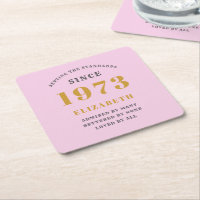 50th Birthday Born 1973 Add Name Pink Gray