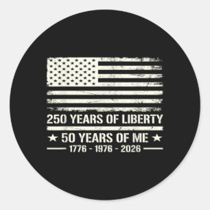 50th Birthday Born 1976 Aamerican Flag 250 Years Classic Round Sticker