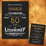 50th Birthday Born Legendary Black Gold Retro Invitation<br><div class="desc">For those celebrating their 50th birthday we have the ideal birthday party invitation with a vintage feel. The black background with a white and gold vintage typography design design is simple and yet elegant with a retro feel. Easily customize the text of this birthday gift using the template provided. Part...</div>