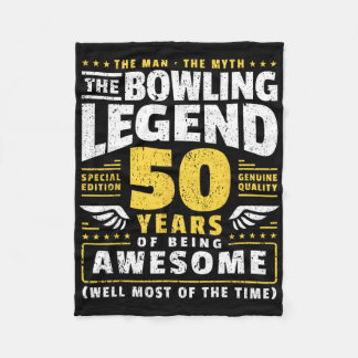 50th Birthday Bowling 50 Years Old Bowler  Fleece Blanket