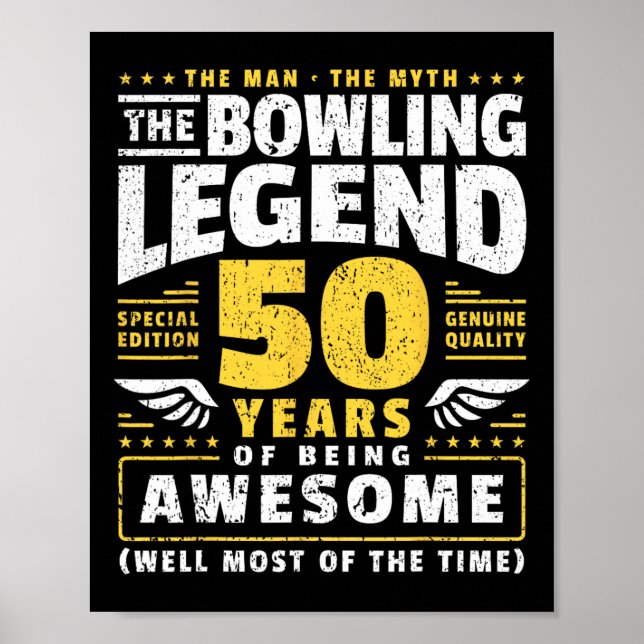 50th Birthday Bowling 50 Years Old Bowler  Poster (Front)