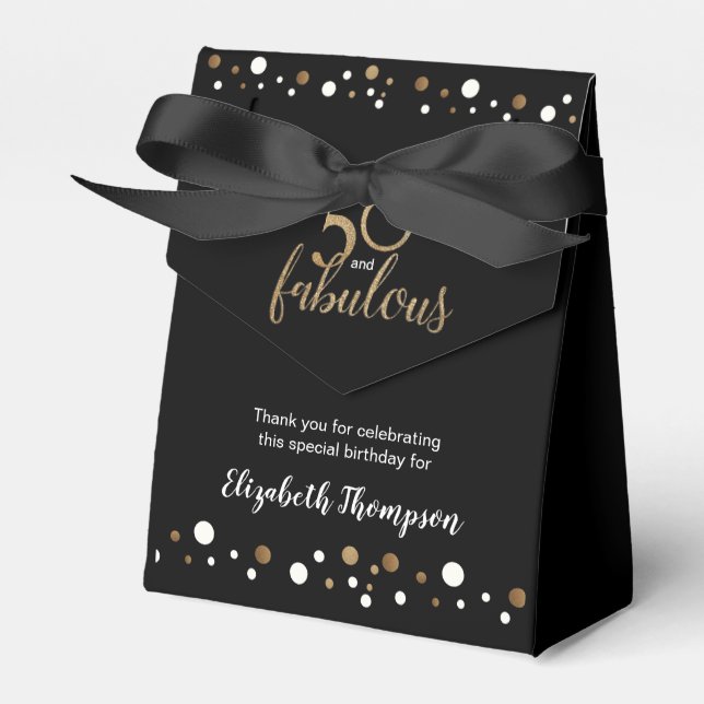 50th Birthday box Gold Confetti 50 and fabulous (Front Side)