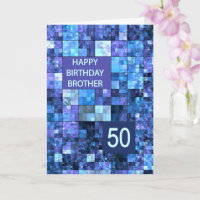 50th Birthday Brother, Blue Squares,