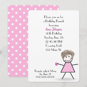 50th Birthday Brunch Stick Girl Invitation