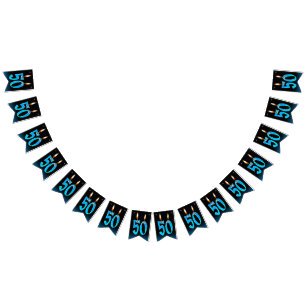 50th birthday candles with eyeballs bunting flags