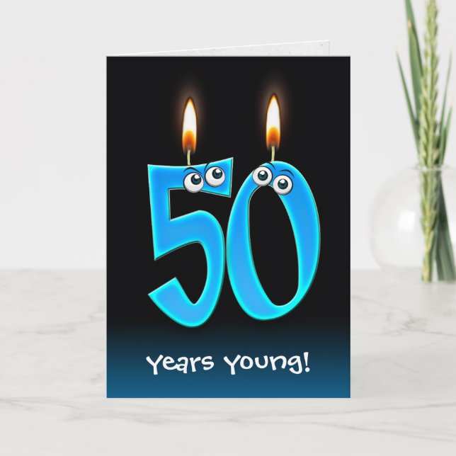 50th Birthday Candles with Eyeballs  Card (Front)