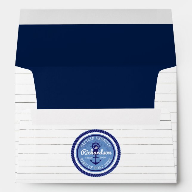 50th Birthday Captain Nautical Rope Anchor Helm Envelopes (Back (Bottom))