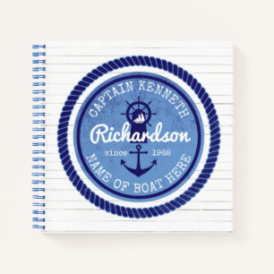 50th Birthday Captain Nautical Rope Anchor Helm Notebook