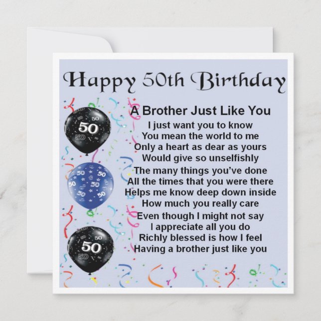 50th Birthday Card -  Brother (Front)