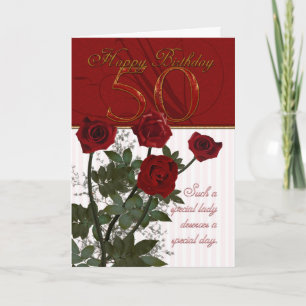 50th Birthday Card With Roses