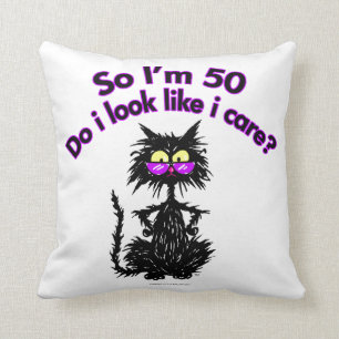 50th Birthday Cat Throw Pillow