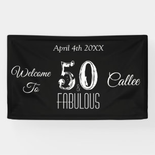 50th Birthday Celebration Blank and White Banner