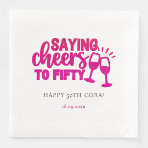 50th Birthday Celebration Fuschia Party Napkin