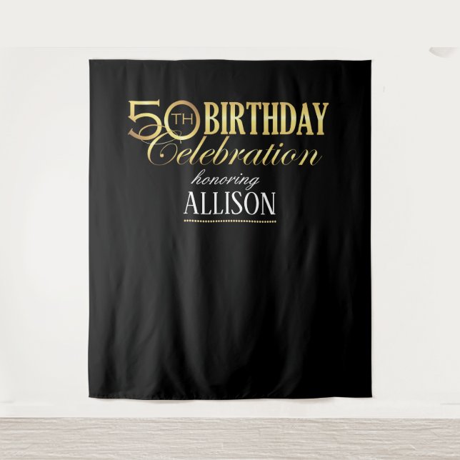 50th Birthday celebration photo backdrop Tapestry (Front)