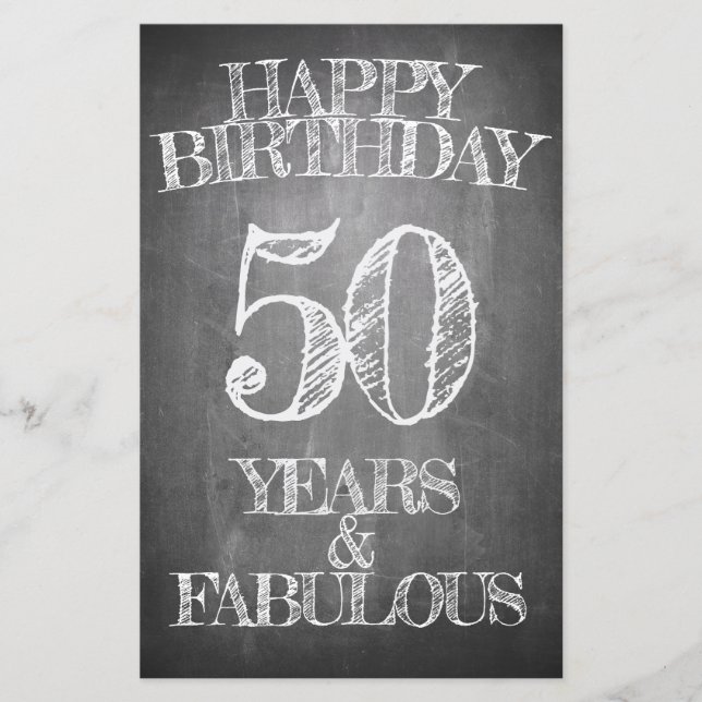 50th Birthday Chalkboard Style Greeting (Front)