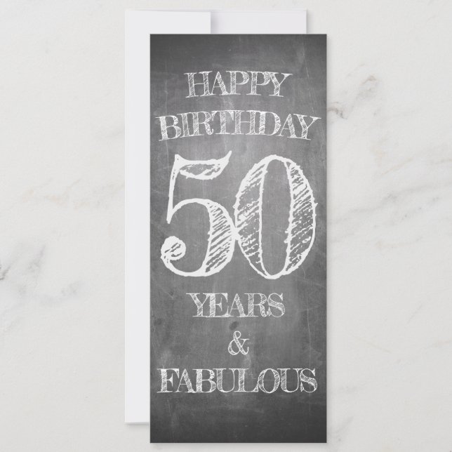 50th Birthday Chalkboard Style Greeting (Front)