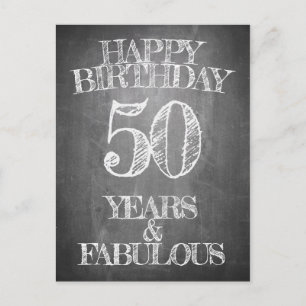 50th Birthday Chalkboard Style Greeting Holiday Postcard