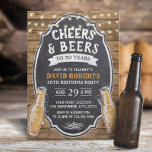 50th Birthday Cheers & Beers Rustic Chalkboard Invitation<br><div class="desc">Cheers & Beers Rustic Chalkboard 50th Birthday Invitations.</div>