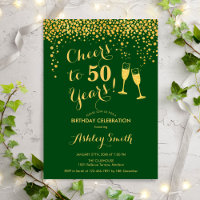 50th Birthday - Cheers To 50 Years Gold Green