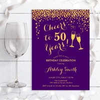 50th Birthday - Cheers To 50 Years Gold Purple