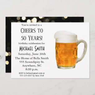 50th Birthday Cheers to 50 Years Modern Beer Invit Invitation