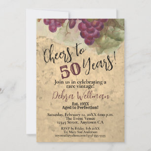 50th Birthday Cheers to 50 Years Vintage Rustic Invitation
