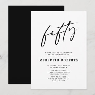 50th Birthday Chic Modern Script Minimalist Party  Invitation